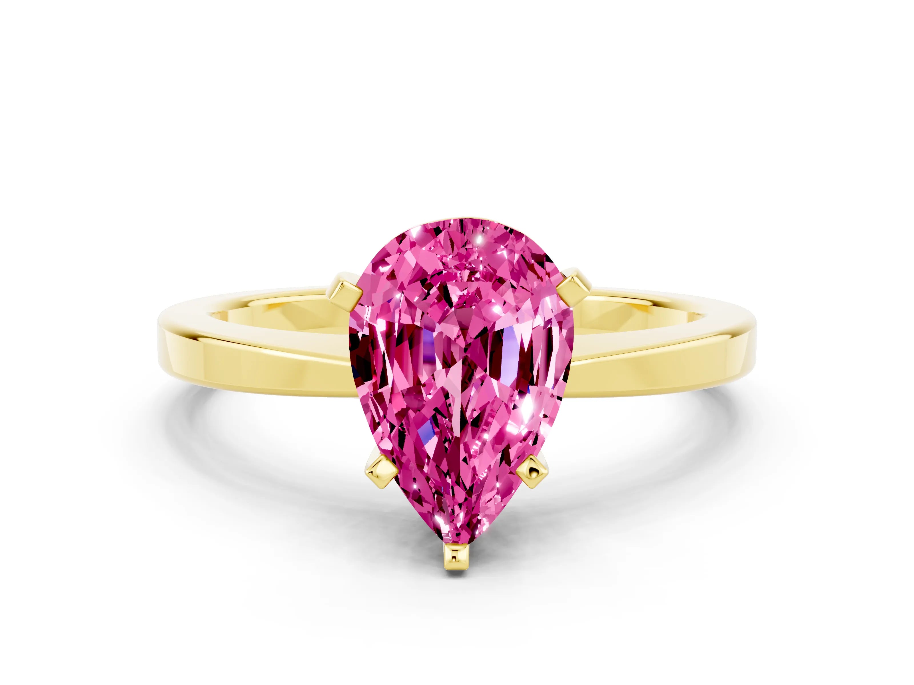 Yellow gold Pear Cut Pink Sapphire Solitaire Engagement Ring with Classic Band and Four-Prong Setting_60