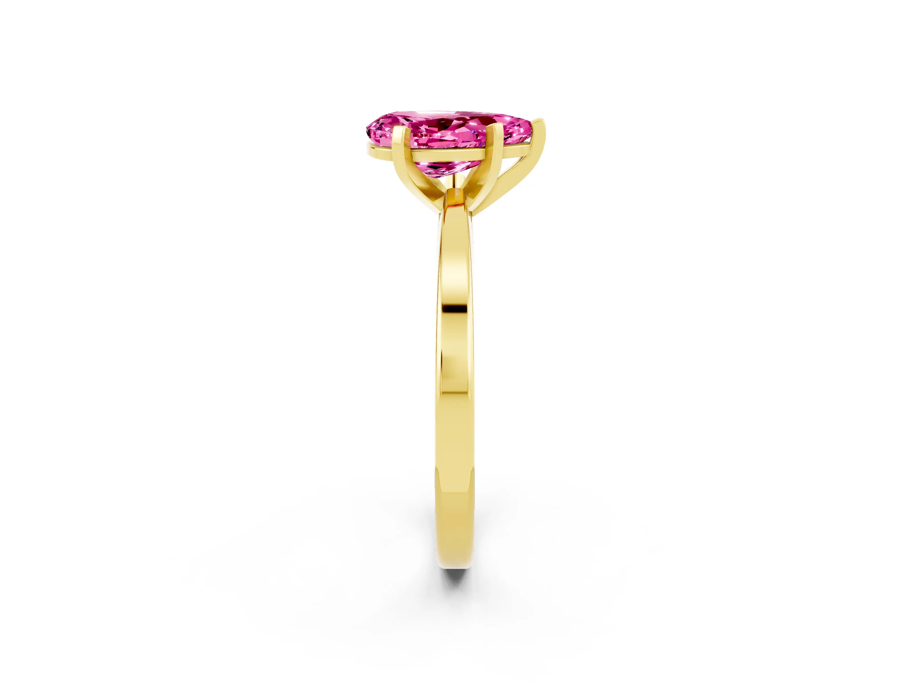 Yellow gold Pear Cut Pink Sapphire Solitaire Engagement Ring with Classic Band and Four-Prong Setting_62