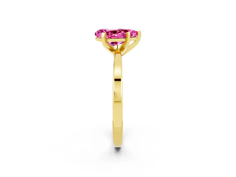 Yellow gold Pear Cut Pink Sapphire Solitaire Engagement Ring with Classic Band and Four-Prong Setting_62