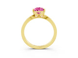 Yellow gold Pear Cut Pink Sapphire Solitaire Engagement Ring with Classic Band and Four-Prong Setting_63