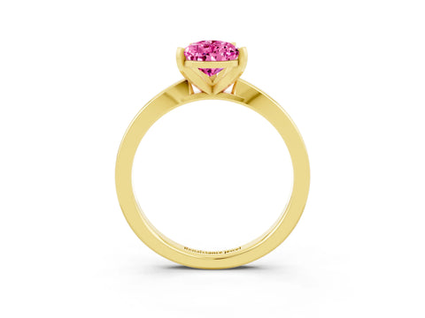 Yellow gold Pear Cut Pink Sapphire Solitaire Engagement Ring with Classic Band and Four-Prong Setting_63