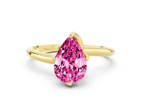 Yellow gold Pear Cut Pink Sapphire Solitaire Engagement Ring with Four-Prong Setting and Classic Band_12