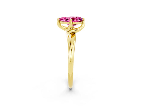 Yellow gold Pear Cut Pink Sapphire Solitaire Engagement Ring with Four-Prong Setting and Classic Band_14