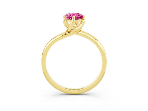 Yellow gold Pear Cut Pink Sapphire Solitaire Engagement Ring with Four-Prong Setting and Classic Band_15