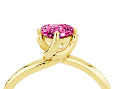 Yellow gold Pear Cut Pink Sapphire Solitaire Engagement Ring with Four-Prong Setting and Classic Band_16