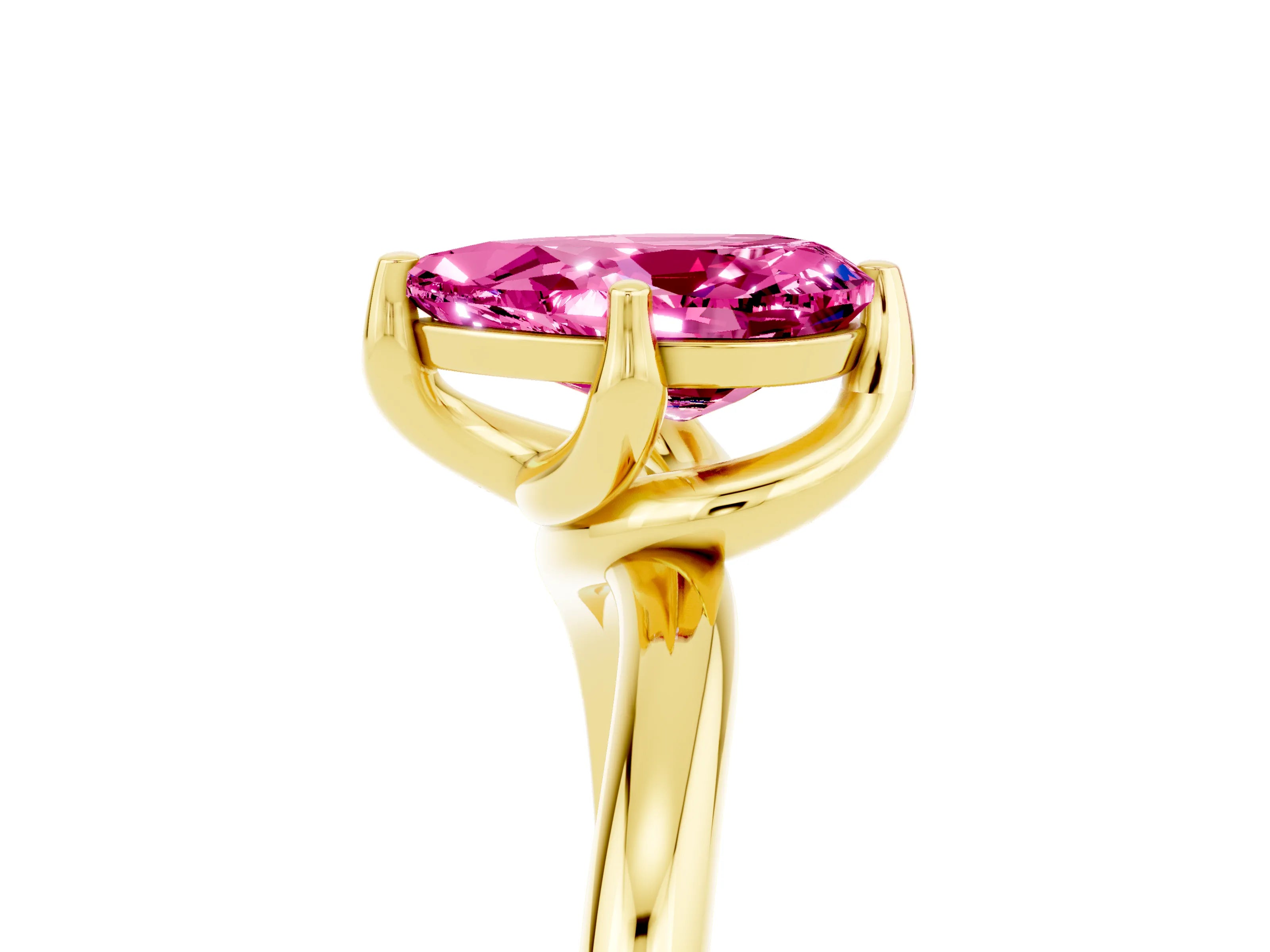 Yellow gold Pear Cut Pink Sapphire Solitaire Engagement Ring with Four-Prong Setting and Classic Band_17