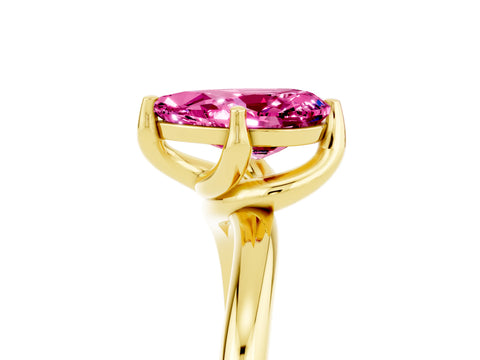 Yellow gold Pear Cut Pink Sapphire Solitaire Engagement Ring with Four-Prong Setting and Classic Band_17