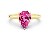 Yellow gold Pear Cut Pink Sapphire Solitaire Engagement Ring with Round Band and Four-Prong Setting_24