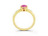 Yellow gold Pear Cut Pink Sapphire Solitaire Engagement Ring with Round Band and Four-Prong Setting_27