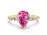 Yellow gold Pear Cut Pink Sapphire Solitaire Pavé Band with Four-Prong Setting_24