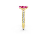 Yellow gold Pear Cut Pink Sapphire Solitaire Pavé Band with Four-Prong Setting_26