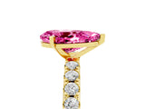 Yellow gold Pear Cut Pink Sapphire Solitaire Pavé Band with Four-Prong Setting_29