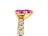 Yellow gold Pear Cut Pink Sapphire Solitaire Pavé Engagement Ring with Round Band and Prong Setting_17