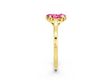 Yellow gold Pear Cut Pink Sapphire Solitaire Ring with Flower Prong Setting and Classic Band_14