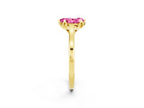 Yellow gold Pear Cut Pink Sapphire Solitaire Ring with Flower Prong Setting and Classic Band_38