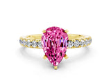 Yellow gold Pear Cut Pink Sapphire Solitaire Ring with Pavé Accents and Four-Prong Setting_24