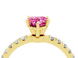 Yellow gold Pear Cut Pink Sapphire Solitaire Ring with Pavé Accents and Four-Prong Setting_28