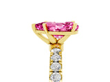 Yellow gold Pear Cut Pink Sapphire Solitaire Ring with Pavé Accents and Four-Prong Setting_29