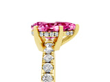 Yellow gold Pear Cut Pink Sapphire Solitaire Ring with Round  Pavé Band and Four-Prong Setting_41