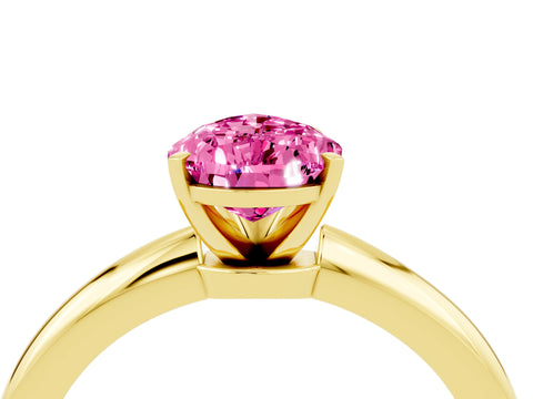 Yellow gold Pear Cut Pink Sapphire Solitaire Ring with Six-Prong Setting and Classic Band_4
