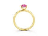 Yellow gold Pear Cut Pink Sapphire Solitaire Ring with Thin Band and Four-Prong Setting_39