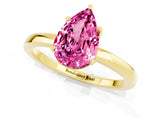 Yellow gold Pear Cut Pink Sapphire Solitaire Ring with Thin Band and Prong Setting_13
