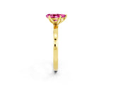 Yellow gold Pear Cut Pink Sapphire Solitaire Ring with Thin Band and Prong Setting_14