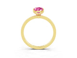 Yellow gold Pear Cut Pink Sapphire Solitaire Ring with Thin Band and Prong Setting_15