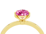 Yellow gold Pear Cut Pink Sapphire Solitaire Ring with Thin Band and Prong Setting_16