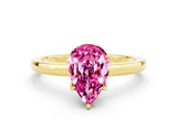 Yellow gold Pear Cut Pink Sapphire Solitaire Ring with Thin Band and Prong Setting_18