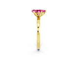 Yellow gold Pear Cut Pink Sapphire Solitaire Ring with Thin Band and Prong Setting_20