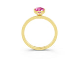Yellow gold Pear Cut Pink Sapphire Solitaire Ring with Thin Band and Prong Setting_21
