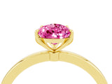 Yellow gold Pear Cut Pink Sapphire Solitaire Ring with Thin Band and Prong Setting_22