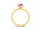Yellow gold Pear Cut Pink Sapphire Solitaire Ring with Thin Band and Prong Setting_39