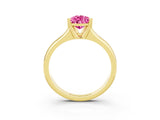 Yellow gold Pear Cut Pink Sapphire Solitaire Ring with Wide Band and Prong Setting_27