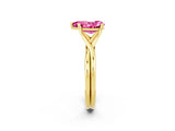 Yellow gold Pear Cut Pink Sapphire Solitaire Twist Band Prong Setting Ring_109