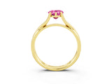 Yellow gold Pear Cut Pink Sapphire Solitaire Twist Band Prong Setting Ring_110
