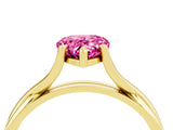 Yellow gold Pear Cut Pink Sapphire Solitaire Twist Band Prong Setting Ring_111