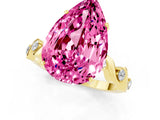 Yellow gold Pear Cut Pink Sapphire Solitaire Twisted Band with Round  Accents and Prong Setting_13