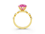 Yellow gold Pear Cut Pink Sapphire Solitaire Twisted Band with Round  Accents and Prong Setting_15