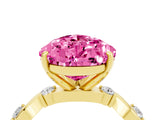 Yellow gold Pear Cut Pink Sapphire Solitaire Twisted Band with Round  Accents and Prong Setting_16