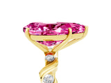 Yellow gold Pear Cut Pink Sapphire Solitaire Twisted Band with Round  Accents and Prong Setting_17