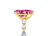 Yellow gold Pear Cut Pink Sapphire Solitaire with Side Stones on a Pavé Band and Four-Prong Setting_29