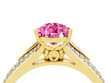 Yellow gold Pear Cut Pink Sapphire Split Shank Engagement Ring with Pavé Band_28