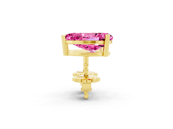 Yellow gold Pear Cut Pink Sapphire Stud Earrings