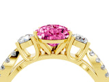 Yellow gold Pear Cut Pink Sapphire Three-Stone Ring with Pavé Split Shank and Four-Prong Setting_40