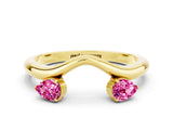 Yellow gold Pear Cut Pink Sapphire Two-Stone Open Band Ring with Prong Setting_18