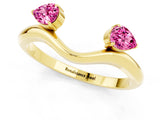 Yellow gold Pear Cut Pink Sapphire Two-Stone Open Band Ring with Prong Setting_19