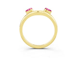 Yellow gold Pear Cut Pink Sapphire Two-Stone Open Band Ring with Prong Setting_21