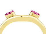 Yellow gold Pear Cut Pink Sapphire Two-Stone Open Band Ring with Prong Setting_22